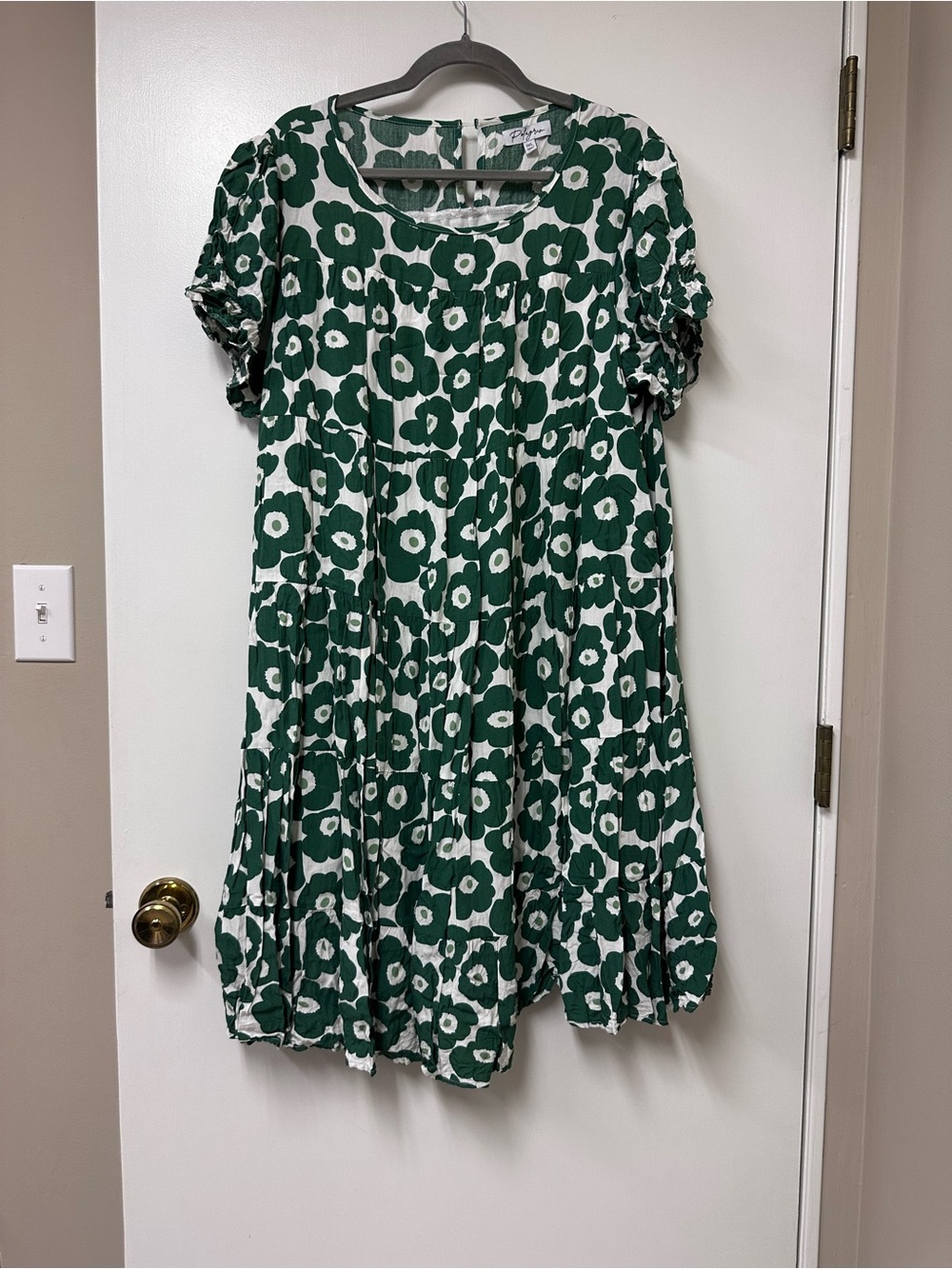 Polagram Green and White Floral Midi Dress